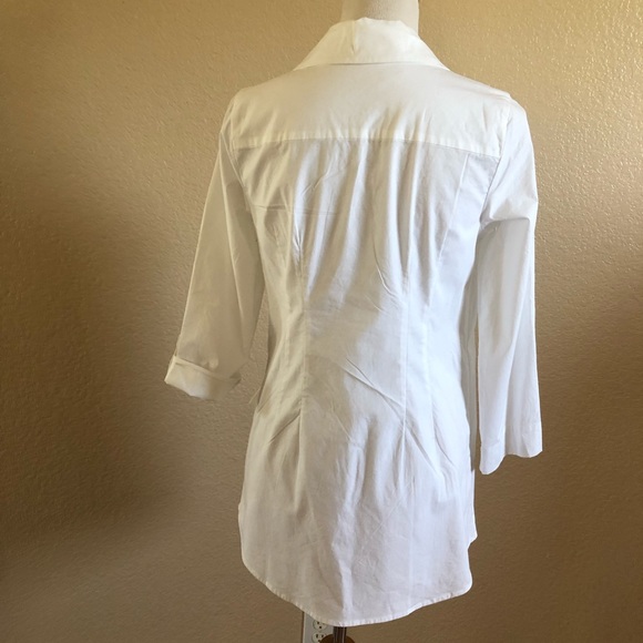 Soft Surroundings Wrap Button Down Collared Shirt Top XS White New - Picture 5 of 8